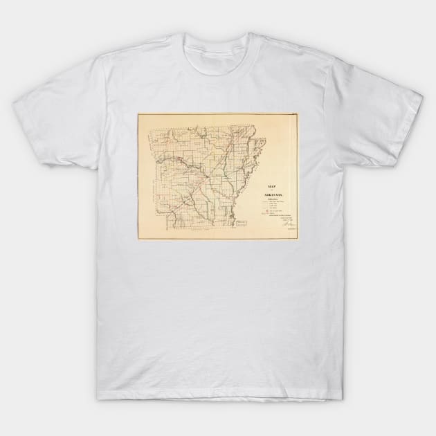 Vintage Map of Arkansas (1866) T-Shirt by Bravuramedia